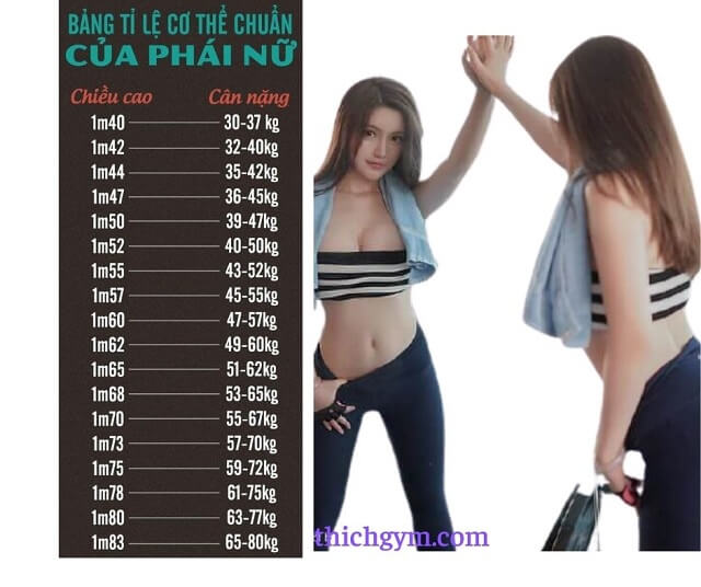 bang-can-nang-chuan-nu Số đo 3 vòng chuẩn của nữ cao 1m55 đến 1m65
Bảng cân nặng chuẩn theo chiều cao nữ